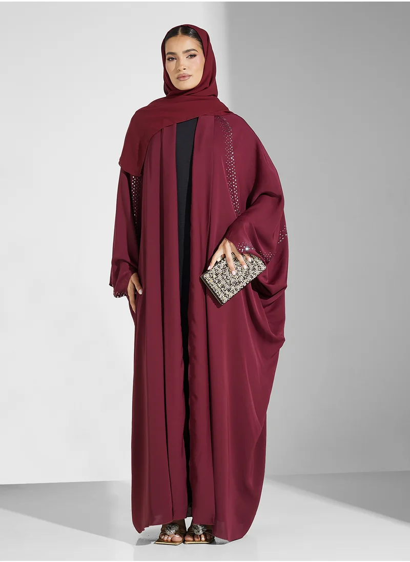 هيا كلوزيت Open front Flared Sleeve Abaya