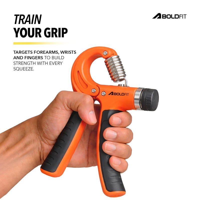 BOLDFIT Adjustable Hand Grip Strengthener, Hand Gripper for Men & Women for Gym Workout Hand Exercise Equipment to Use in Home for Forearm,Polyvinyl Chloride Finger Exercise Power Gripper(60 Kg)Orange - Image 2