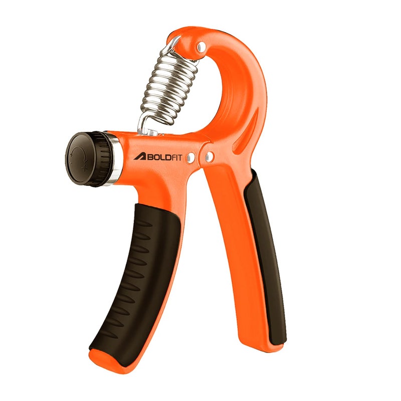 BOLDFIT Adjustable Hand Grip Strengthener, Hand Gripper for Men & Women for Gym Workout Hand Exercise Equipment to Use in Home for Forearm,Polyvinyl Chloride Finger Exercise Power Gripper(60 Kg)Orange - Image 1