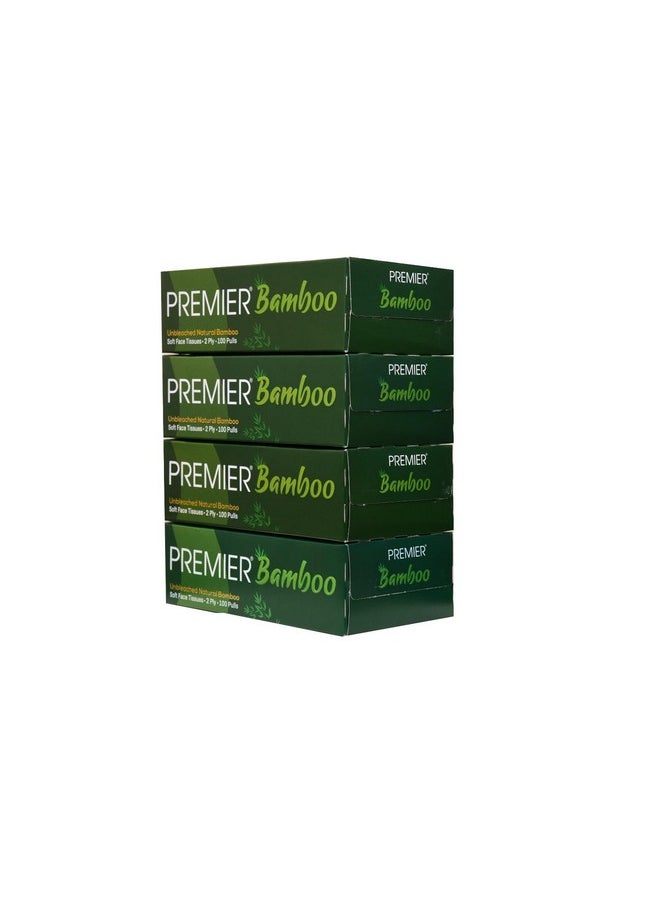 Premier Bamboo Super Soft 2-Ply Car Tissue Box| Facial Tissue-100 Pulls X 4 Packs (400 Pulls) | 100% Natural & Ecofriendly  - Image 2