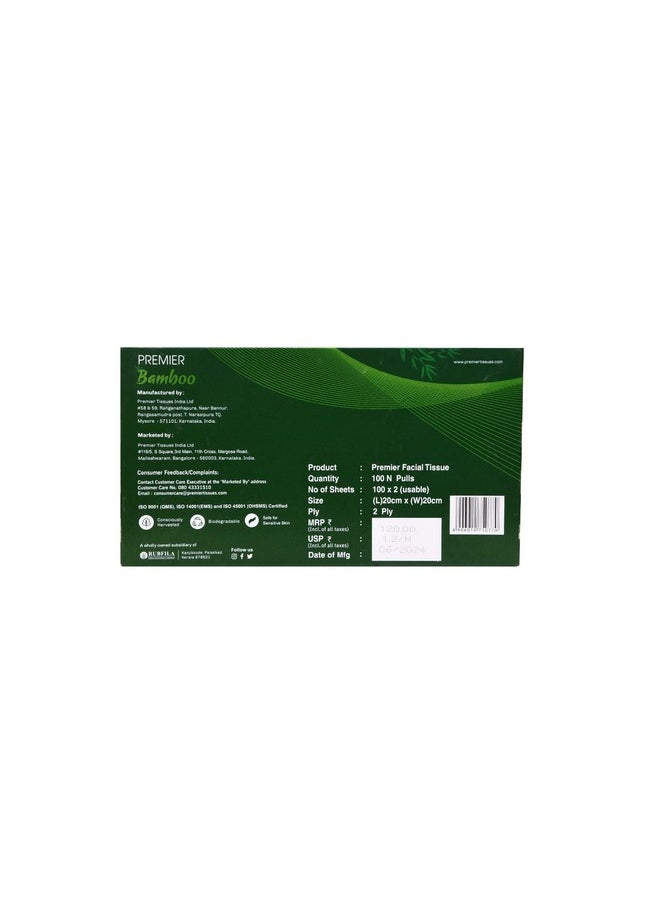 Premier Bamboo Super Soft 2-Ply Car Tissue Box| Facial Tissue-100 Pulls X 4 Packs (400 Pulls) | 100% Natural & Ecofriendly  - Image 5