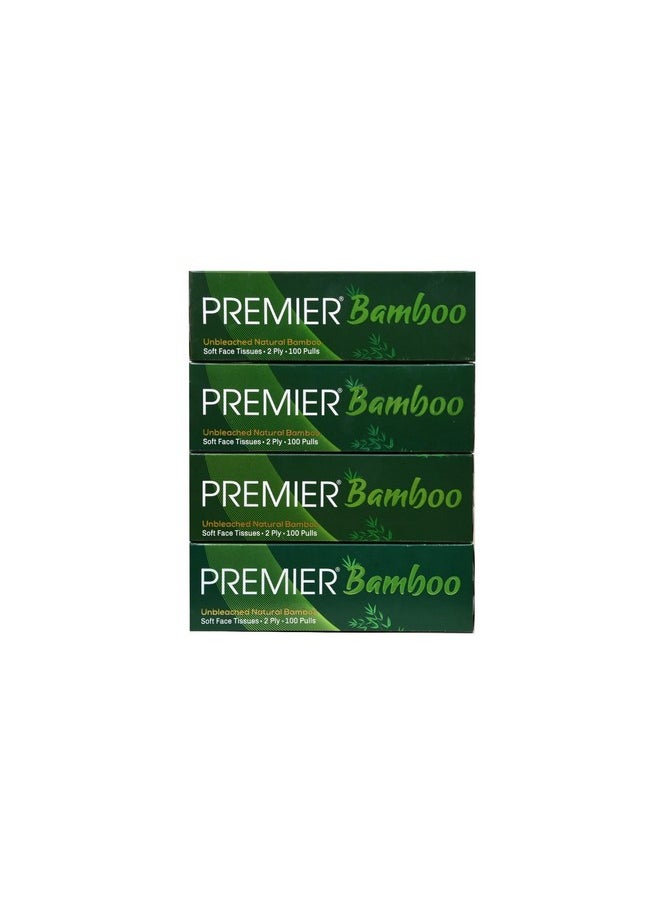 Premier Bamboo Super Soft 2-Ply Car Tissue Box| Facial Tissue-100 Pulls X 4 Packs (400 Pulls) | 100% Natural & Ecofriendly  - Image 1