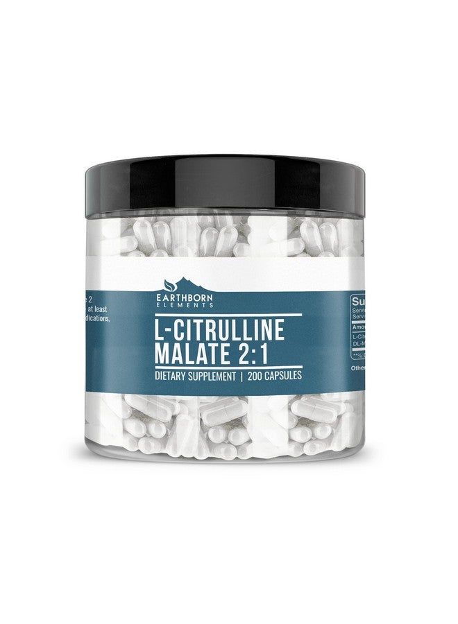إيرثبورن إيليمنتس Earthborn Elements L-Citrulline DL-Malate 2:1، 200 كبسولة، نقية وغير مخففة، بدون إضافات - Image 1