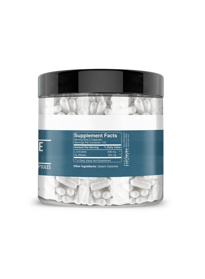 إيرثبورن إيليمنتس Earthborn Elements L-Citrulline DL-Malate 2:1، 200 كبسولة، نقية وغير مخففة، بدون إضافات - Image 3