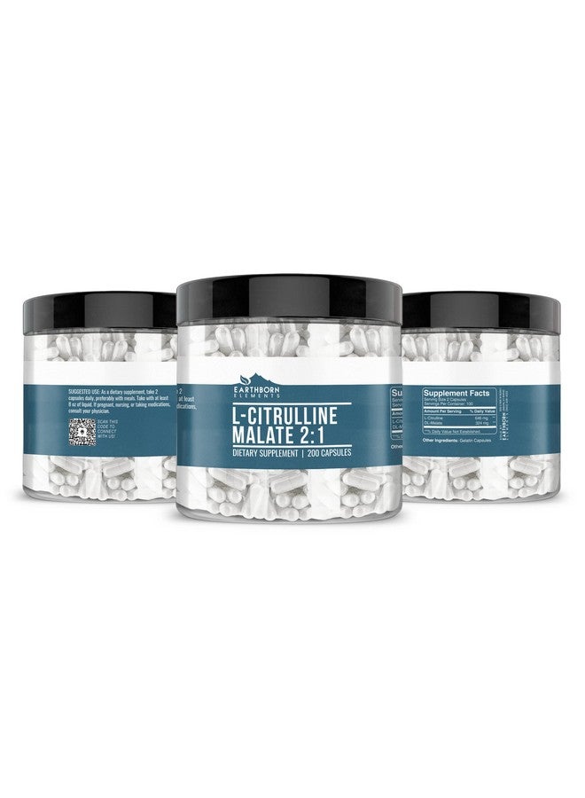 إيرثبورن إيليمنتس Earthborn Elements L-Citrulline DL-Malate 2:1، 200 كبسولة، نقية وغير مخففة، بدون إضافات - Image 4