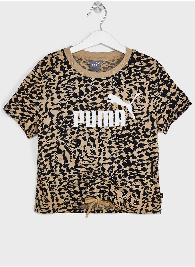 PUMA - Kids Essential Animal Aop Knotted T-Shirt - Image 1
