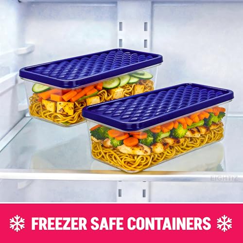 Eightiz Tight Plastic Food Fridge Storage Containers Set for Kitchen | Pantry Organizers Accessories Items,Storage Boxes Dishwasher,Freezer Safe Durable, and Space-Saving (1200 ML, Pack of 6) - Image 4