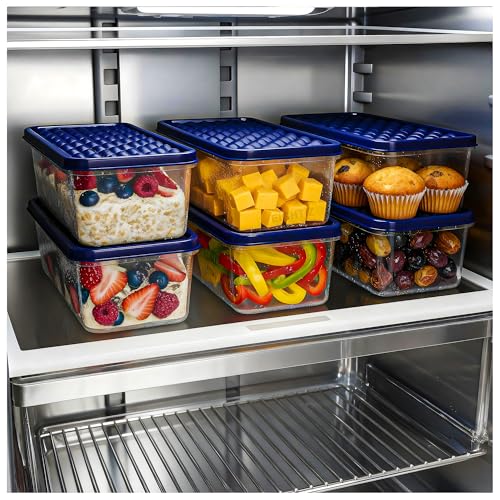 Eightiz Tight Plastic Food Fridge Storage Containers Set for Kitchen | Pantry Organizers Accessories Items,Storage Boxes Dishwasher,Freezer Safe Durable, and Space-Saving (1200 ML, Pack of 6) - Image 1