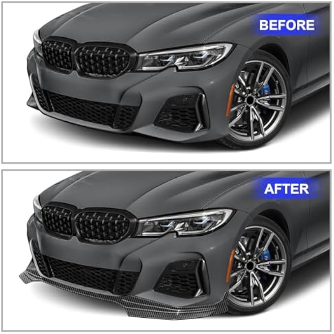 Fancemot Front Bumper Lip Compatible with 3 Series G20 2019-2022, Splitter Spoiler Diffuser Protector Wing Body Kit for BMW 330i 2019-2022, M340i/M340i xDrive 2020-2022 (Carbon Fiber) - Image 5