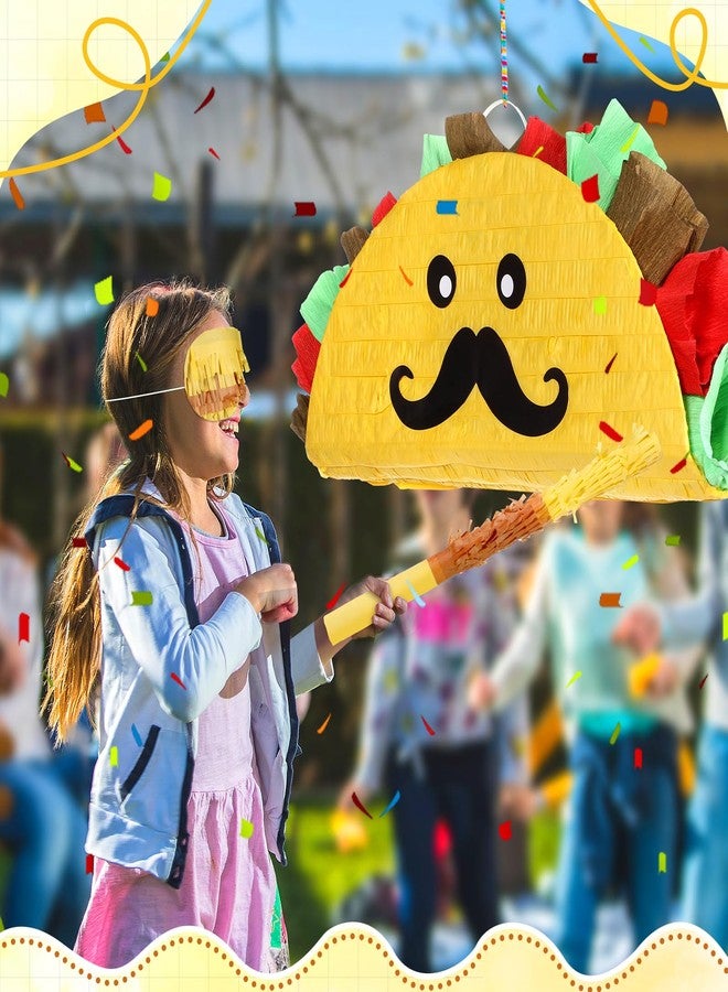 Sratte Taco Piñata Mexican Themed Party Piñata with Stick Blindfold Confetti Carnival Mexican Cinco De Mayo Fiesta Game for Cinco De Mayo Fiesta Theme Birthday Party, 16 x 8 x 3 Inch - Image 3
