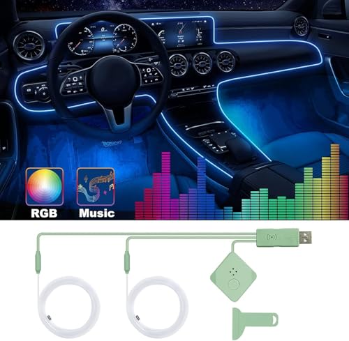 Fimker Car Led Strip Lights,Interior Lights,Ambient Lighting Kit With RGB 16 Million Colors Fiber Optics&Music Sync Rhythm,USB Neon Light Accessories for Center Console&Dashboard,Upgraded Version - Image 1