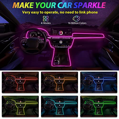 Fimker Car Led Strip Lights,Interior Lights,Ambient Lighting Kit With RGB 16 Million Colors Fiber Optics&Music Sync Rhythm,USB Neon Light Accessories for Center Console&Dashboard,Upgraded Version - Image 4