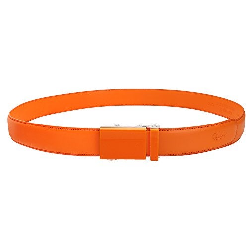 Falari Men's Genuine Leather Ratchet Dress Belt Automatic Sliding Buckle 8168-ORG-M36 - Image 2