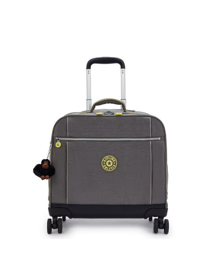 kipling New Storia Kids' 4-Wheeled School Trolley Bag with 13 inch Laptop Compartment, 2.25kg - Back to Grey - Grey  - Image 1
