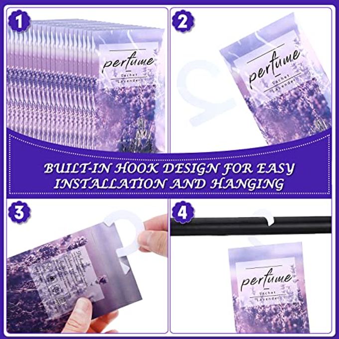 Loopeer 24 Pcs Large Hanging Closet Deodorizer Air Freshener Scented Sachets for Drawers and Closets Long Lasting Lavender Sachet Bags Drawer Freshener for Clothes (Lavender) - Image 3