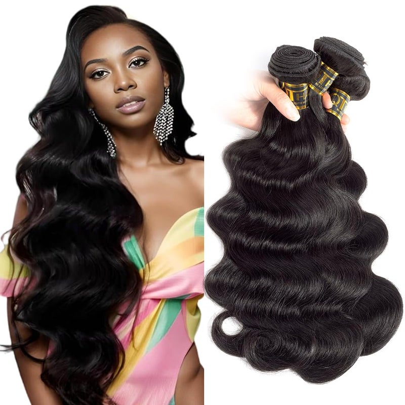QTHAIR QTHAIR 16A Brazilian Body Wave Human Hair Bundles 16 18 20300g Unprocessed Body Wave Virgin Hair Bundles Brazilian Wavy Human Hair Can Be Dyed Natural Color 