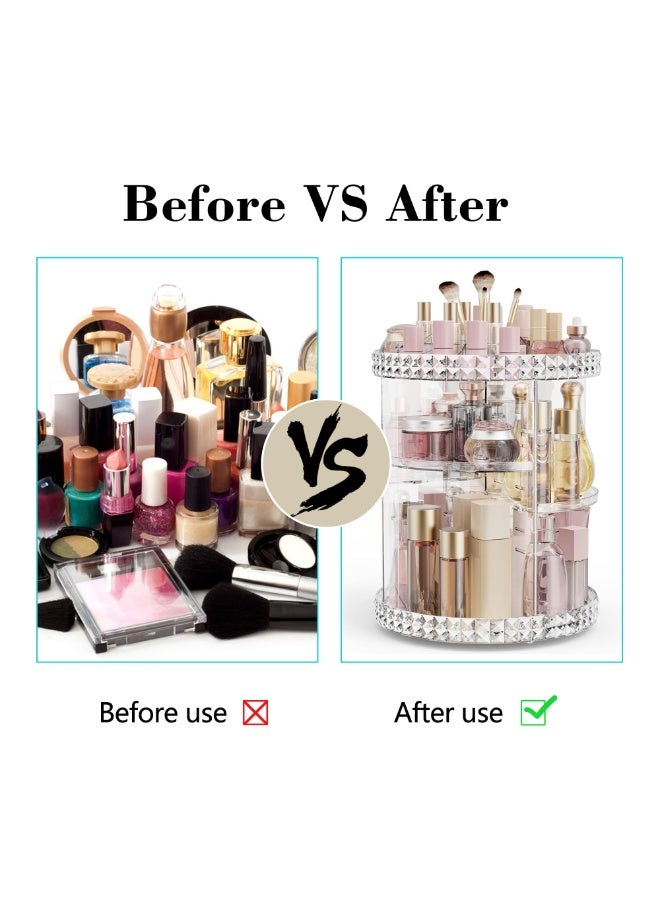MakEUp Organizer 360 Degree Rotating Adjustable Cosmetic Storage Display Case With 8 Layers Large Capacity, Fits Jewelry,MakEUp Brushes, Lipsticks And More, Clear Transparent - Image 2