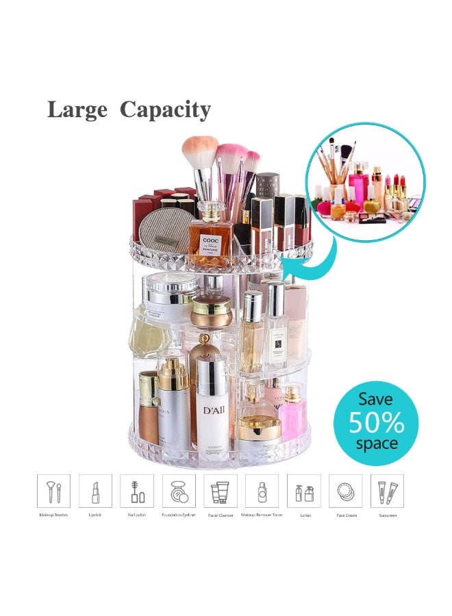 MakEUp Organizer 360 Degree Rotating Adjustable Cosmetic Storage Display Case With 8 Layers Large Capacity, Fits Jewelry,MakEUp Brushes, Lipsticks And More, Clear Transparent - Image 3