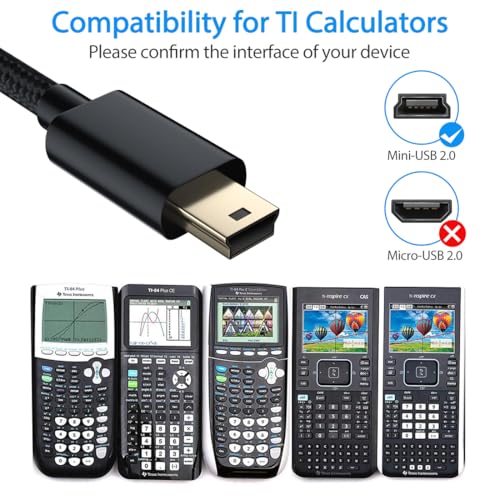 SCOVEE كابل شحن USB SCOVEE لجهاز TI-84 Plus CE، TI-84 Plus C Silver Edition، TI-Nspire CX، TI Nspire CX CAS، TI 89، شاحن بيانات بديل لشركة Texas Instruments - Image 5