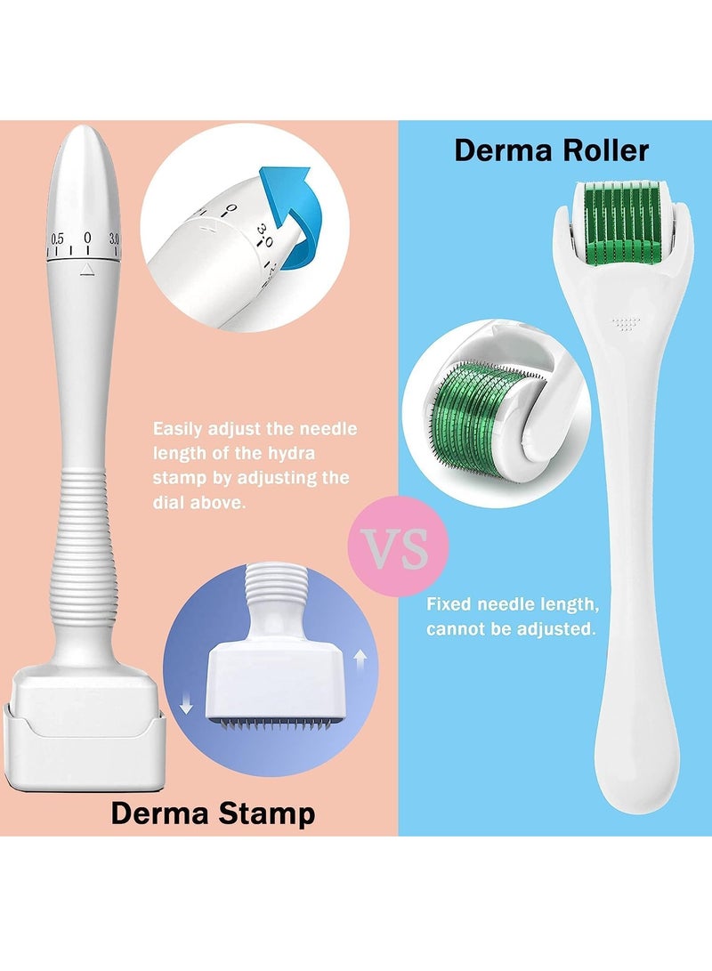 Prime by javaudan Derma Stamp Dermastamp 140 Tips Adjustable Titanium Microneedle Stamper Auto Derma Pen Dermapen Professional Microneedling Real Individual Micro Needles Dermabrasion For Face Body Hair Beard Growth - Image 2