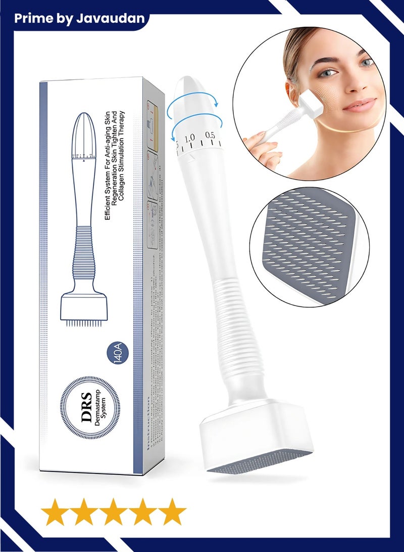 Prime by javaudan Derma Stamp Dermastamp 140 Tips Adjustable Titanium Microneedle Stamper Auto Derma Pen Dermapen Professional Microneedling Real Individual Micro Needles Dermabrasion For Face Body Hair Beard Growth - Image 1