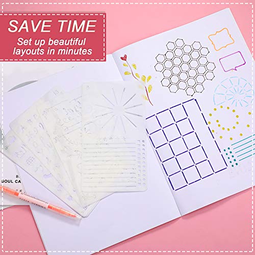 Zonon 24 Pieces Productivity Stencil Journal Stencil Plastic Planner Diy Drawing Template For Time Saving Planner Creating Layouts Easy Calendars,Lists,Letters,Numbers,Habit Trackers - Image 4