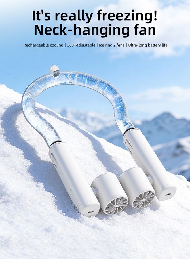 Neck Cooler Fan with Ice Cooling Ring, 360° Adjustable Portable Neck Fan, Long Battery Life Hands-Free Bladeless Hanging Neck Fan for Outdoor Sports  Travel - Image 1