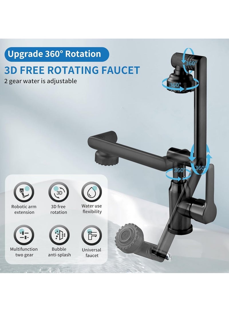 SOLARAE 1080 Degree Swivel Faucet for Bathroom Sink, Single Hole Faucet, Adjustable Swivel Single Hole Bathroom Sink Faucet with Big Angle Rotate Spray Dual Function - Image 3