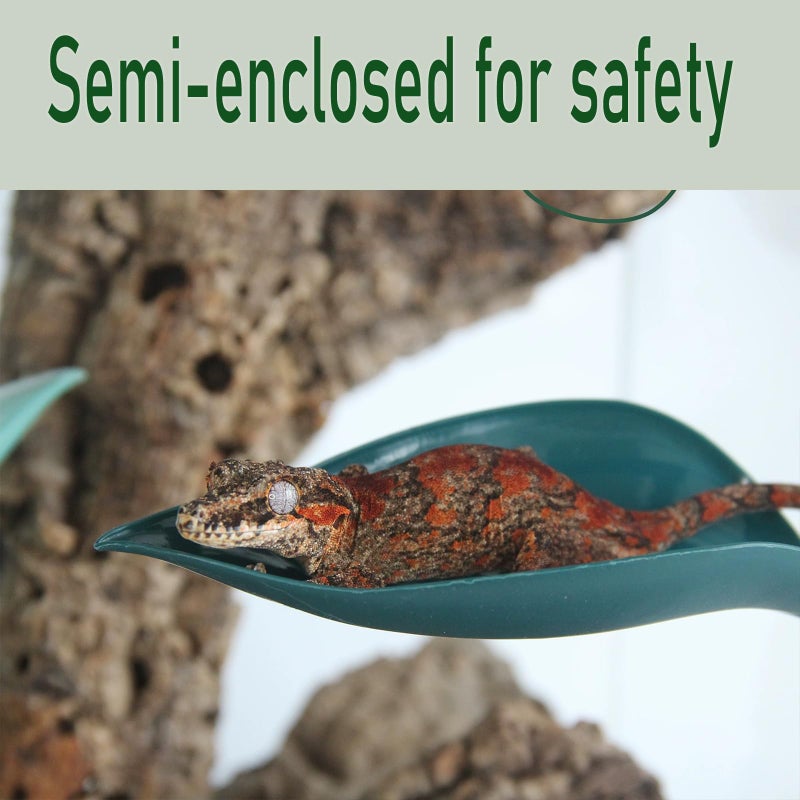 Delllala 3pcs Crested Gecko Hideï¼ŒWall Climbing Gecko Toyï¼ŒReptile Leafï¼ŒCrested Gecko Tank Accessoriesï¼ŒTurtle Tank Decorationsï¼ŒTree Frog Terrarium Accessories (Grass Green) - Image 4