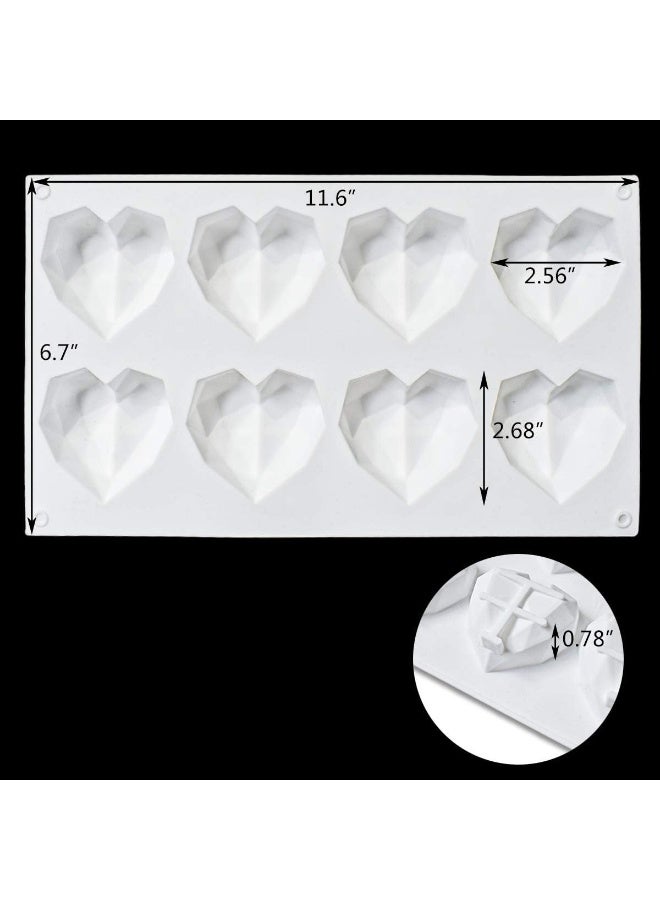 yuntop 8 Grid Diamond Heart Silicone Cake Chocolate Mold Silicone Baking Pan Mold for DIY Cake Mousse Dessert 3D Diamond Love Heart Shaped Mould for Candy Fondant Ice Cream Soap Cupcake Cheesecake Jelly - Image 2