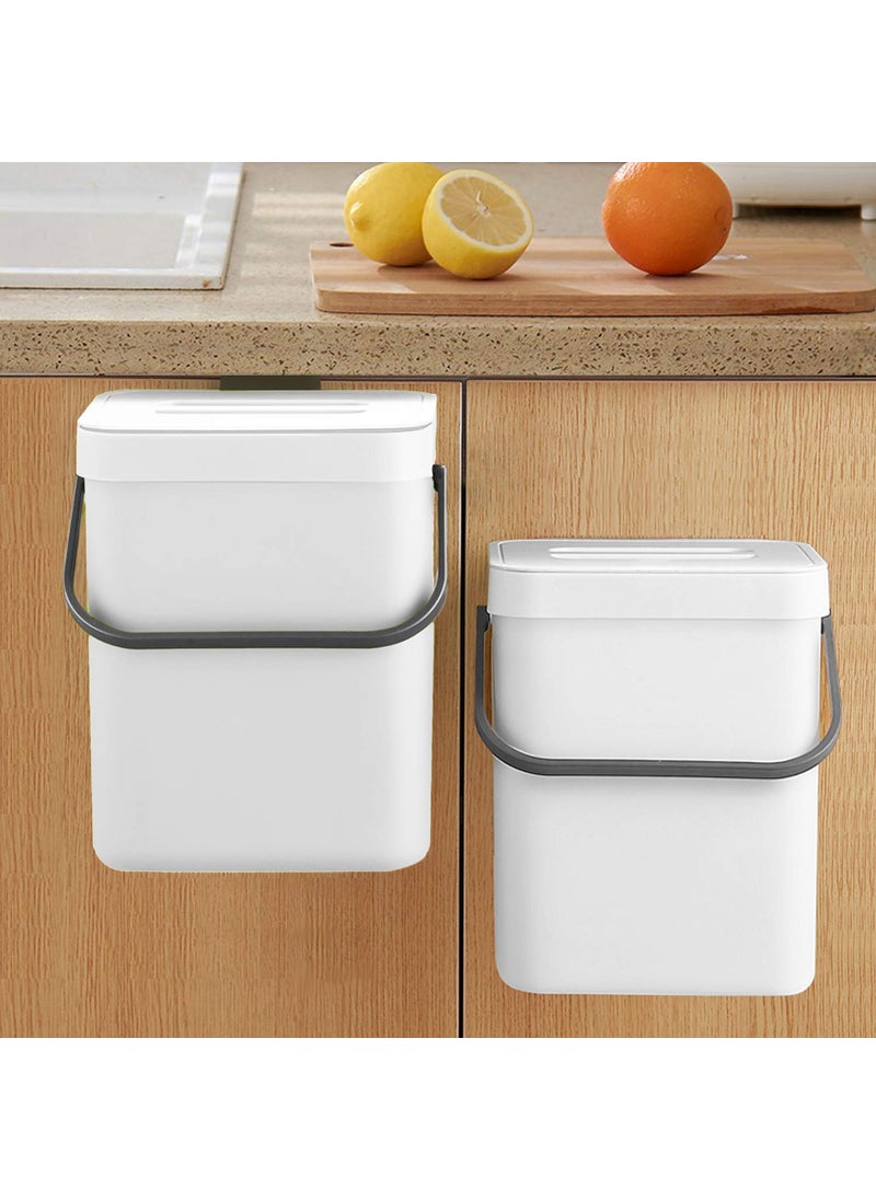 LALASTAR LALASTAR Compost Bin Indoor Kitchen Sealed Hanging Small Trash Can with Lid Under Sink for Kitchen Food Waste Bin for Countertop Mountable Garbage Can for Bathroom RV 5L13 Gal White 