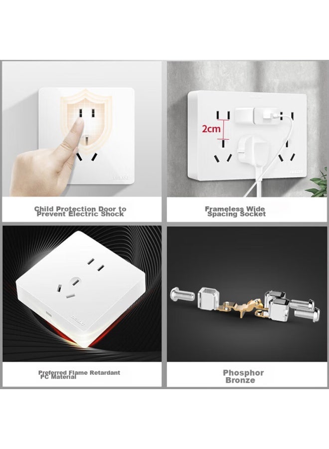 Delixi Surface-mounted Switch Socket Panel, Cd158 Series, Fifteen-hole Socket - Image 3