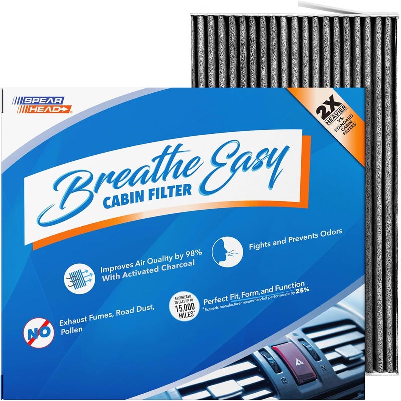 SPEARHEAD Premium Breathe Easy Cabin Filter, Up to 25% Longer Life w/Activated Carbon (BE-177) - Image 1