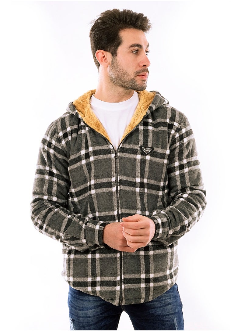 WHITE RABBIT - Padded Long Sleeves Zipper Hooded Jacket Grey - Image 1