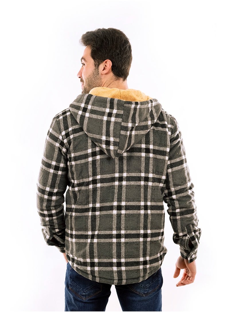 WHITE RABBIT - Padded Long Sleeves Zipper Hooded Jacket Grey - Image 1