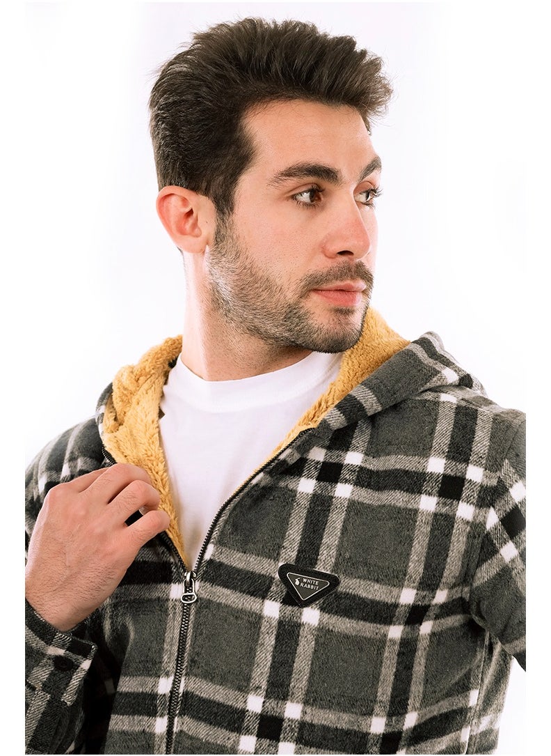 WHITE RABBIT - Padded Long Sleeves Zipper Hooded Jacket Grey - Image 1