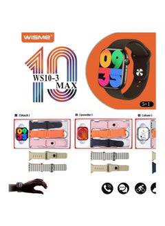 ساعة ذكية WISME WS10-3 MAX، مع 3 أحزمة، مراقبة معدل ضربات القلب، مراقبة النوم، تنبيهات صحية، التحكم في الموسيقى، إشعارات التطبيق، التحكم عن بعد بالكاميرا - ذهبي