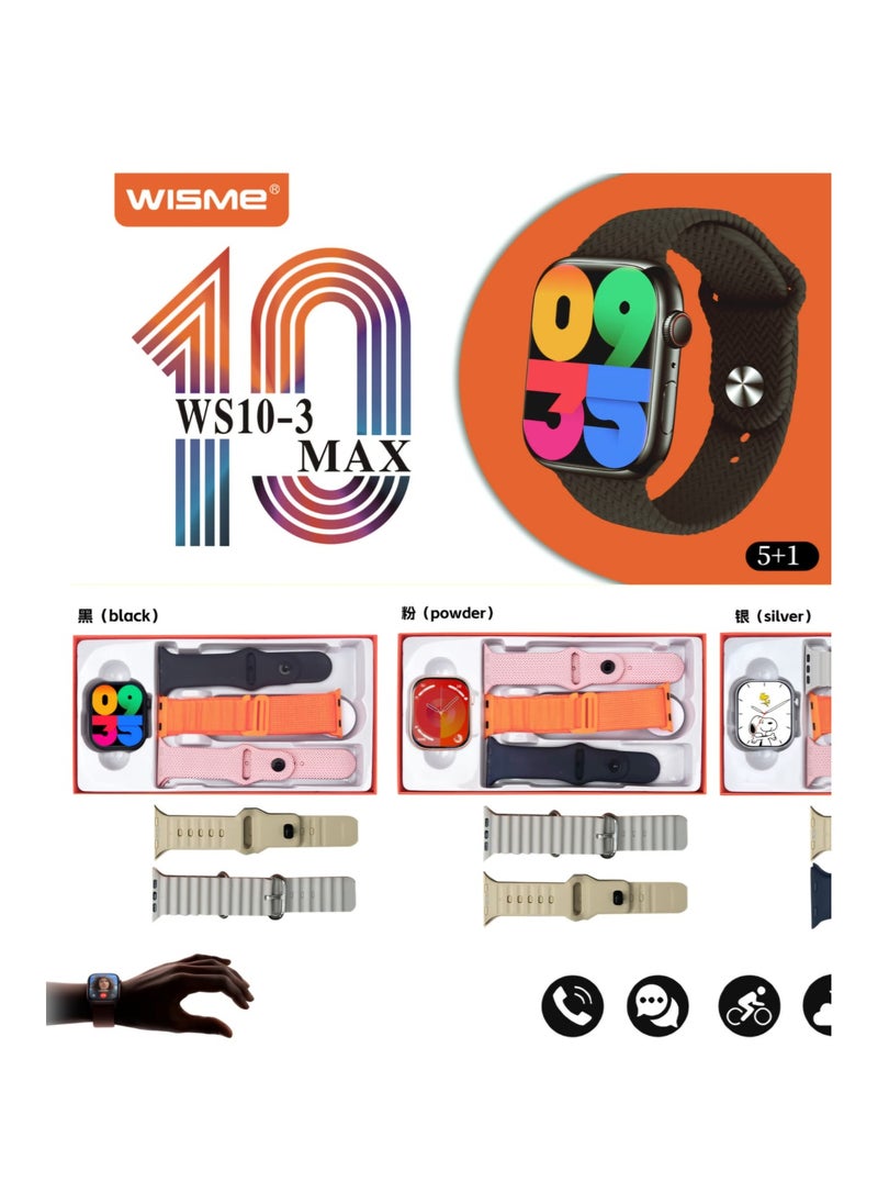 ويزمي - ساعة ذكية WISME WS10-3 MAX، مع 3 أحزمة، مراقبة معدل ضربات القلب، مراقبة النوم، تنبيهات صحية، التحكم في الموسيقى، إشعارات التطبيق، التحكم عن بعد بالكاميرا - ذهبي - Image 1