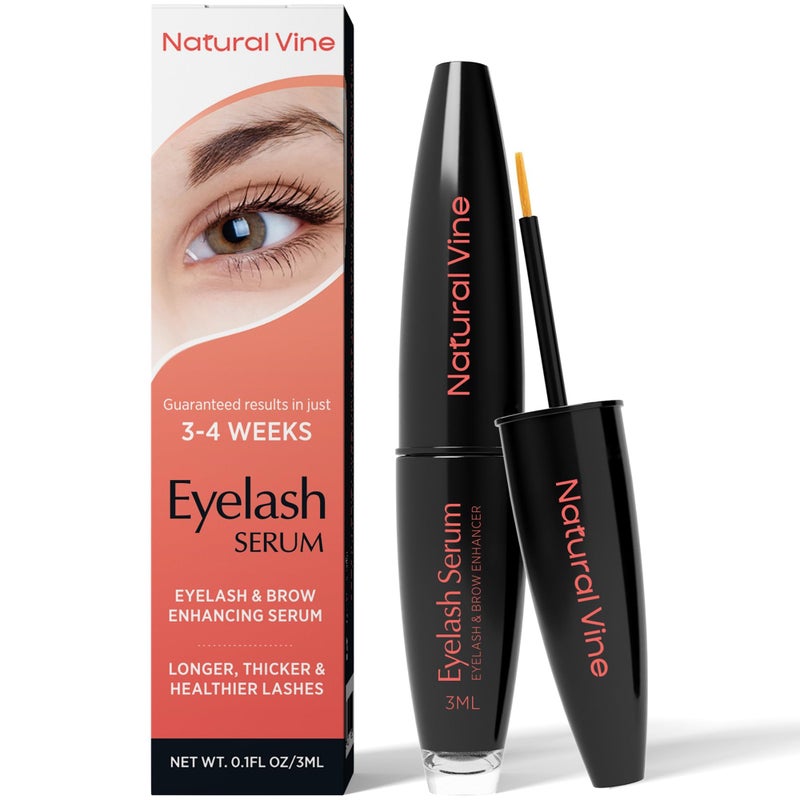 Natural Vine Eyelash Growth Serum: Lash Enhancing Serum with Advanced Formula to Boost Longer Fuller and Thicker Looking Lashes - Vegan & Cruelty-Free for Sensitive Eyes 3mL 3 Months Supply - Image 1