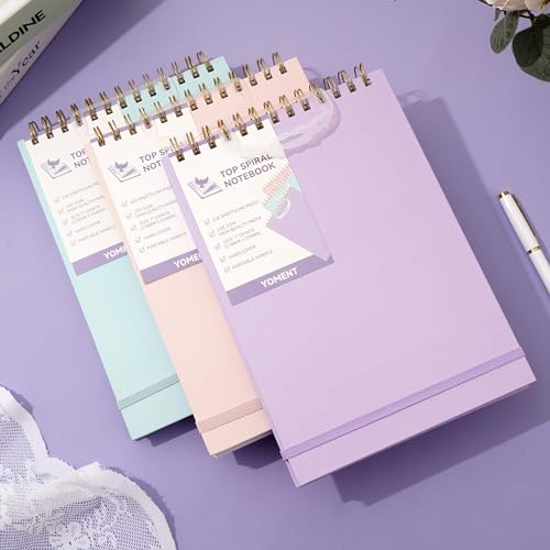 Yoment Top Spiral Notebook, Hardcover Steno Pads, 240 Pages Top Bound Spiral Notebooks, 7"x10" College Ruled Spiral Notepad Left-Handed Notebooks for Work School Office Business,Purple - Image 2