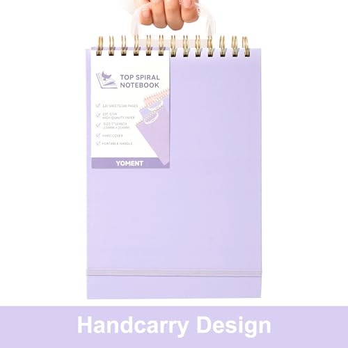 Yoment Top Spiral Notebook, Hardcover Steno Pads, 240 Pages Top Bound Spiral Notebooks, 7"x10" College Ruled Spiral Notepad Left-Handed Notebooks for Work School Office Business,Purple - Image 4