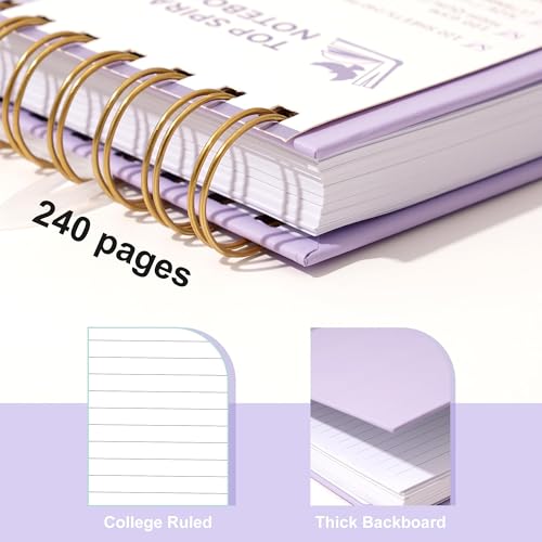 Yoment Top Spiral Notebook, Hardcover Steno Pads, 240 Pages Top Bound Spiral Notebooks, 7"x10" College Ruled Spiral Notepad Left-Handed Notebooks for Work School Office Business,Purple - Image 5