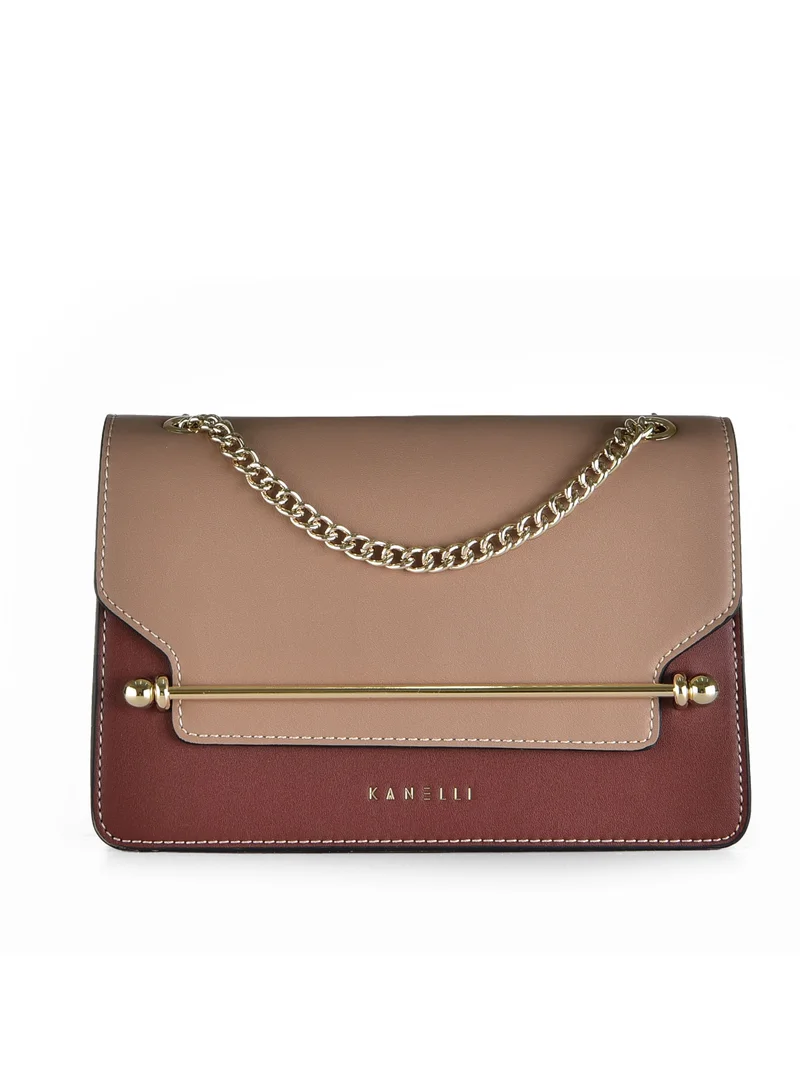 KANELLI Leather hand bag in contrasting colors from Kanelli \ Wine