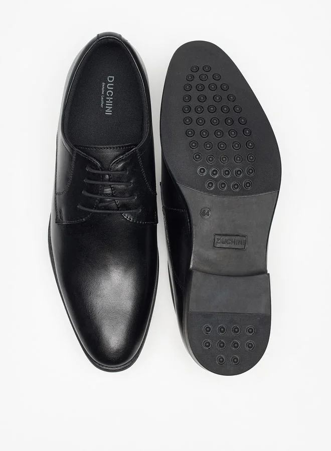 DUCHINI Men's Solid Derby Shoes with Lace-Up Closure