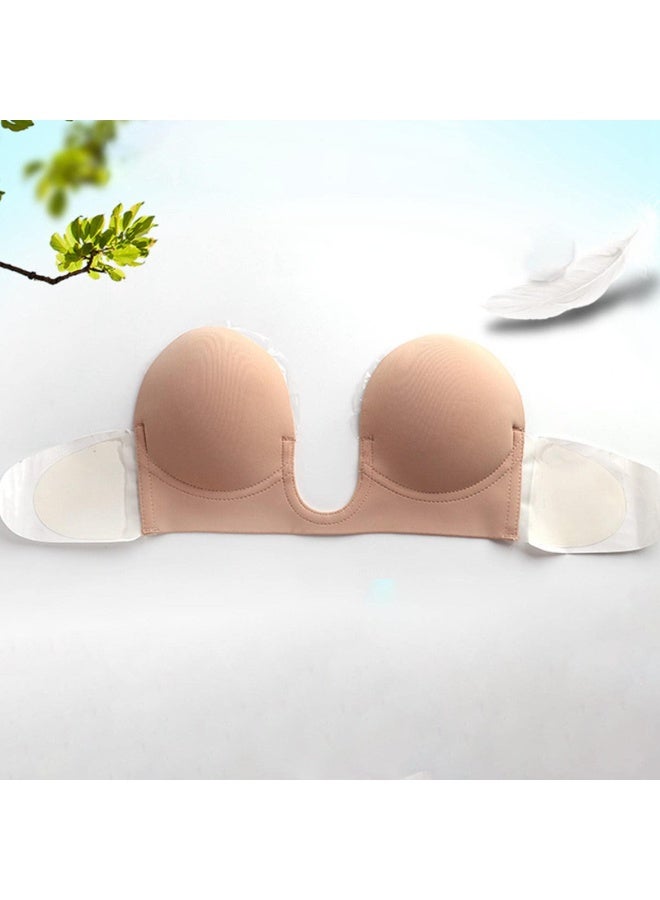KOWVOWZ Sticky Bra Strapless Backless Bra Adhesive up Rod Bra Invisible Bra Strapless Women Strapless Deep U-Shaped Silicone Bra for Breast Lifting Dress Bra - Image 3