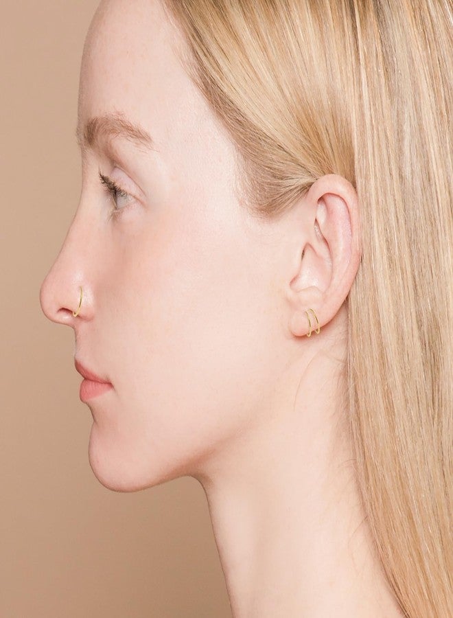 Lulau 14K Solid Gold Nose Ring Hoop for Women Inner Diameter 8mm 5/16 Inch 22G Real 14K Cartilage Hoop Earring 22 Gauge Small Thin Nose Piercings hoops for Men Jewelry, Plastic, No Gemstone - Image 4
