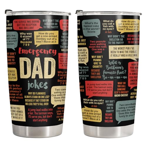 34HD Funny Fathers Gifts Dad Joke Tumbler with Lid Stainless Steel 20 oz Dad Coffee Mug Joke Birthday Gifts for Men Husband Papa
