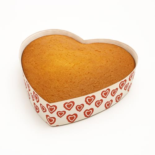 Esslly Heart Paper Cake Moulds | Red Heart Design | 100g Mini Cakes & Brownies | 13x13.3x3.5cm | Oven-Safe & Disposable | Pack of 40 | Gift-Ready Bake Cups - Image 3