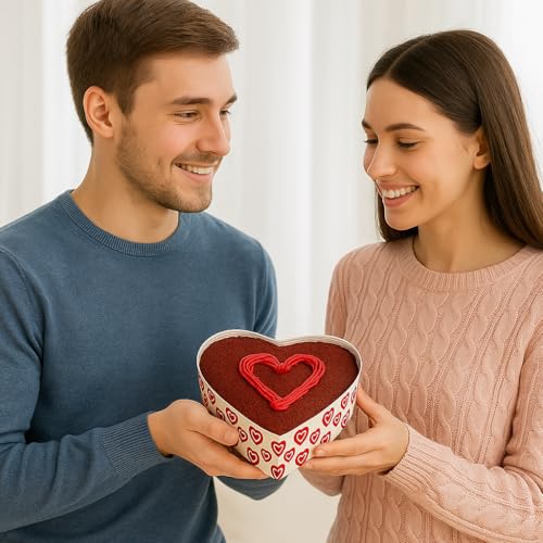 Esslly Heart Paper Cake Moulds | Red Heart Design | 100g Mini Cakes & Brownies | 13x13.3x3.5cm | Oven-Safe & Disposable | Pack of 40 | Gift-Ready Bake Cups - Image 2