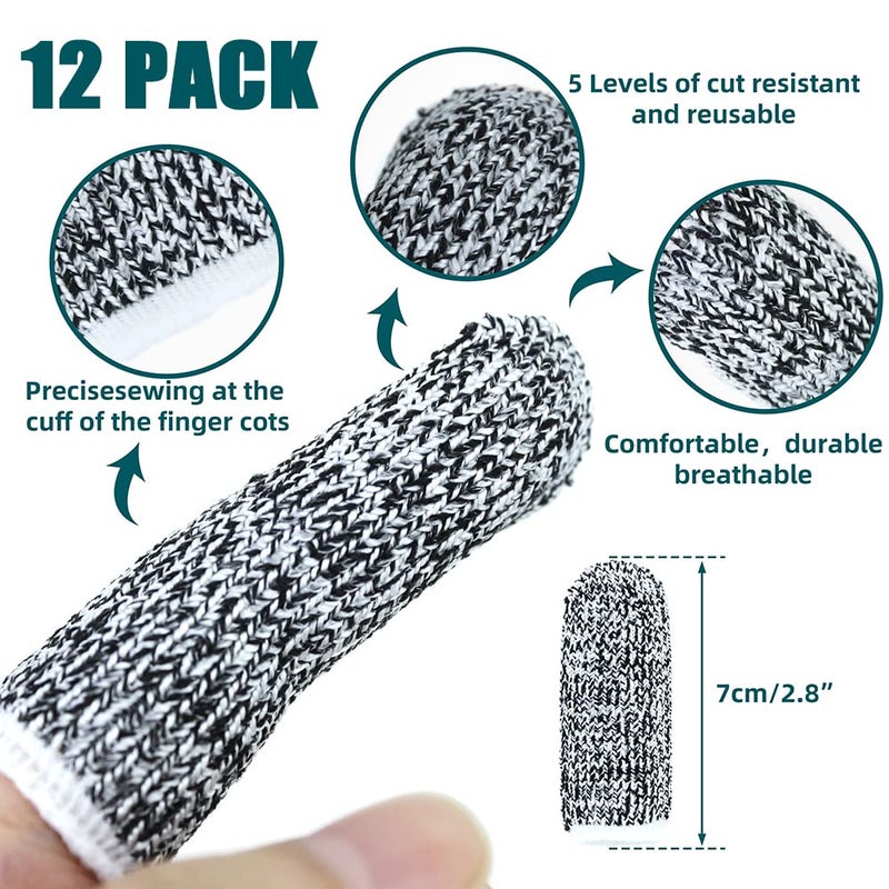 Hokilands New Reusable Finger Sleeve Protectors Anti-Slip Cut Resistant Finger Cots, 12 Pack 5 Level Thumb Fingertips Protection Cots Protectors Guards Glove Life Extender Finger Covers for Kitchen Work Cuts - Image 2